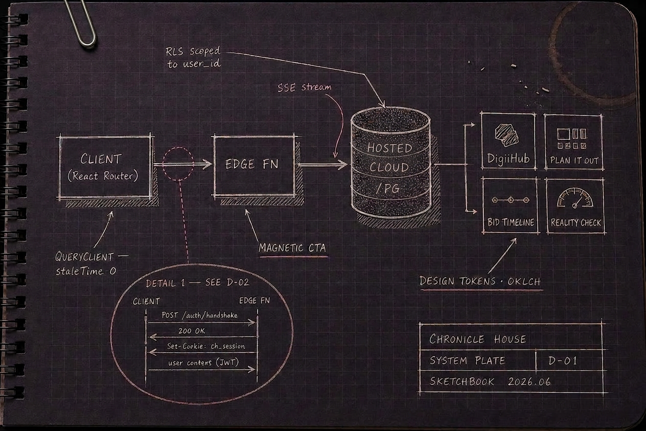 System plate — Chronicle House stack sketch